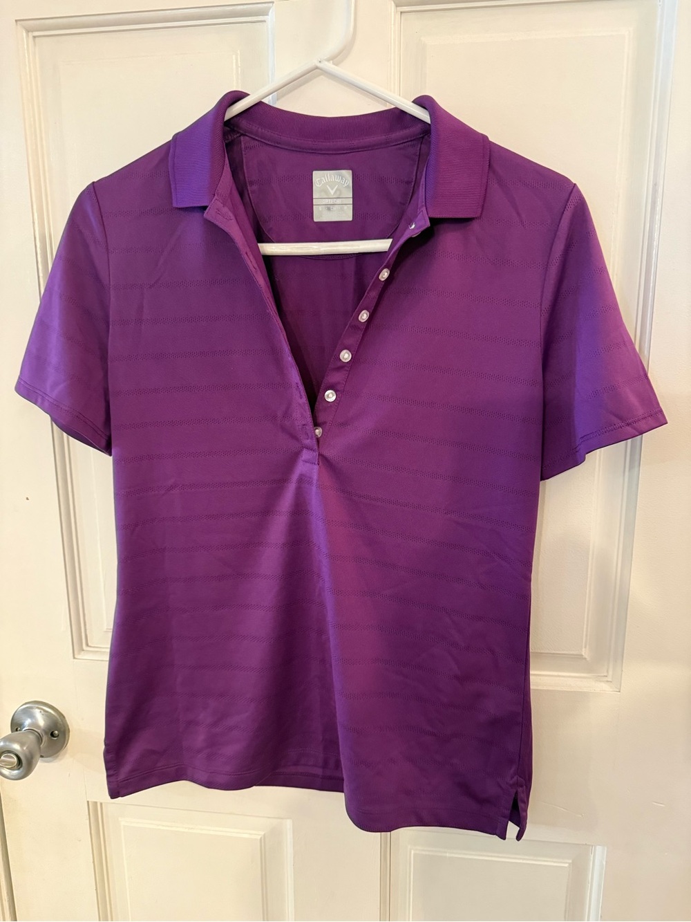 Callaway Purple Short Sleeve Button-Front Polo